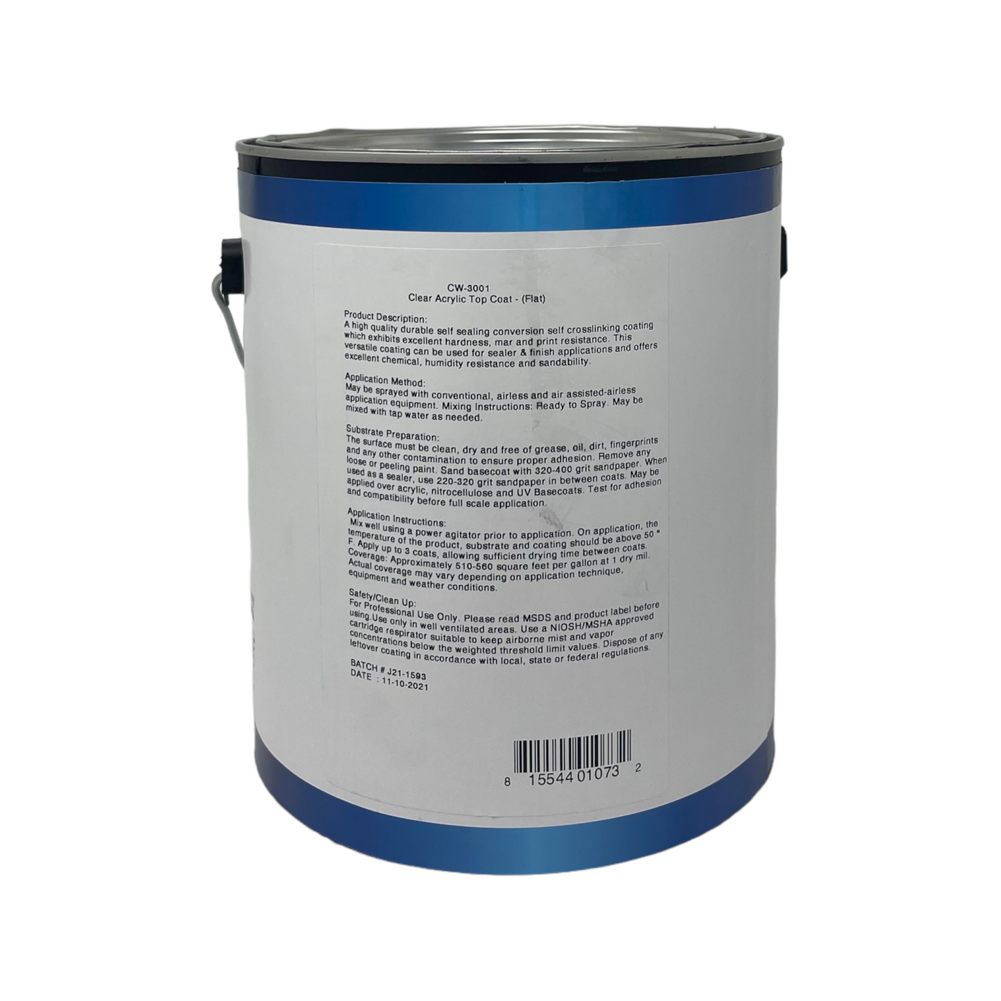 CW-3001 Clear Acrylic Topcoat (flat) 400 Series