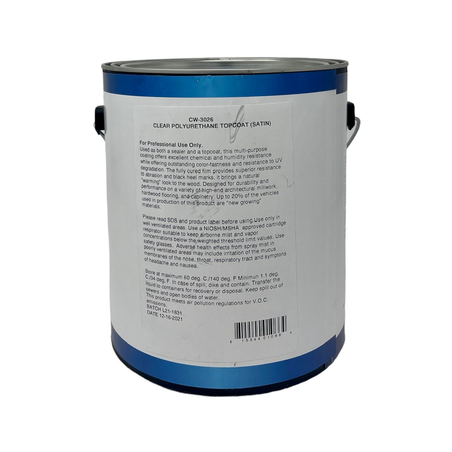 CW-3026 Clear Polyurethane Topcoat (satin) 2800 Series