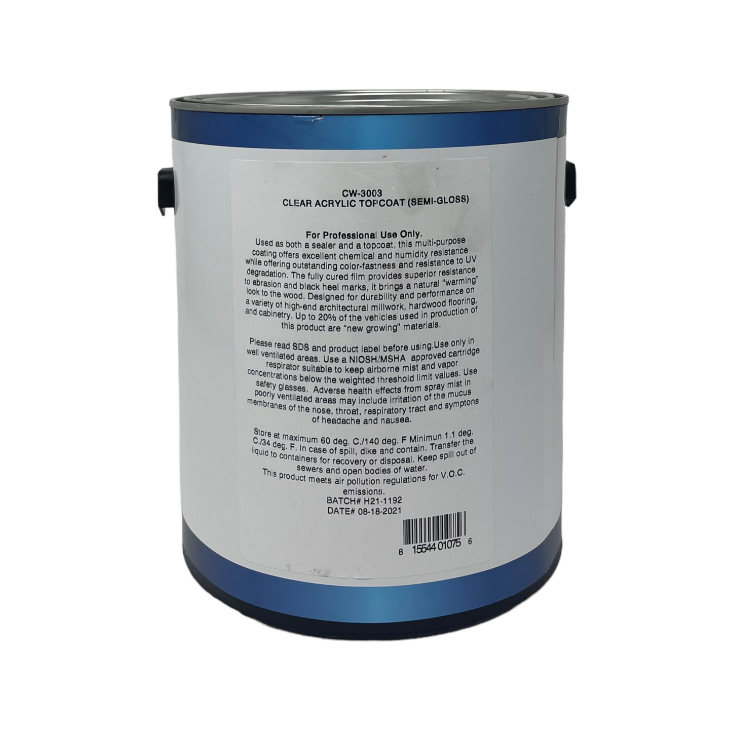 CW-3003 Clear Acrylic Topcoat (semi-gloss) 400 Series