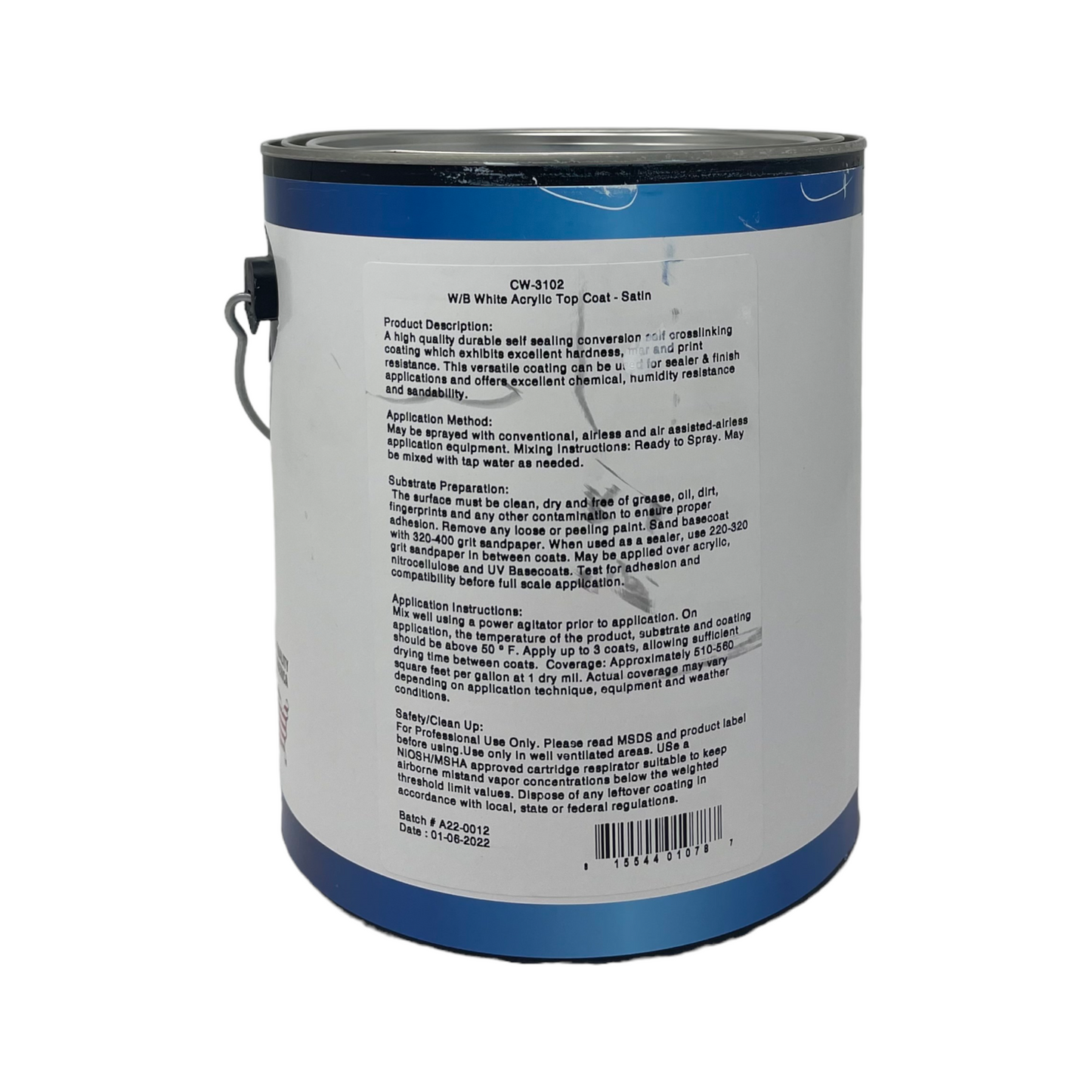 CW-3102TB White Acrylic Topcoat (satin) 400 Series