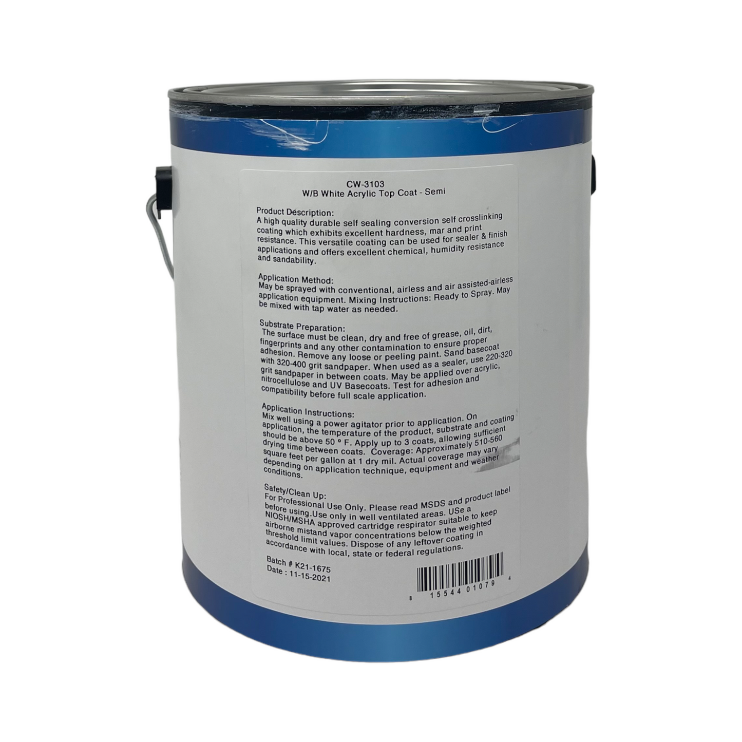 CW-3103TB White Acrylic Topcoat (semi-gloss) 400 Series